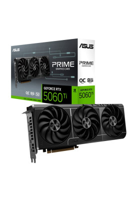 Відеокарта GeForce RTX 5060 Ti, ASUS, PRIME OC, 8Gb GDDR7, 128-bit, HDMI/3xDP, 2647/28000 MHz, 8-pin (PRIME-RTX5060TI-O8G)