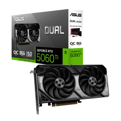 Відеокарта GeForce RTX 5060 Ti, ASUS, DUAL OC, 8Gb GDDR7, 128-bit, HDMI/3xDP, 2632/28000 MHz, 8-pin (DUAL-RTX5060TI-O8G)