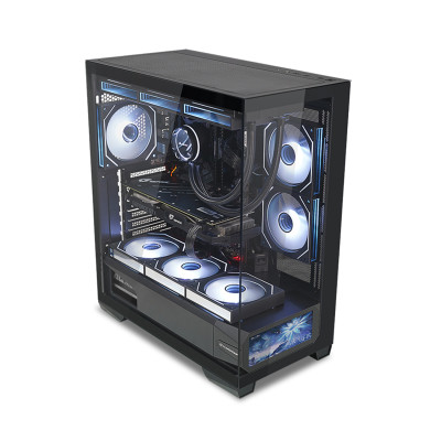 Корпус ALmordor QX25A LCD Black, без БЖ, для ATX/MicroATX/Mini ITX, 1xUSB-С, 2xUSB-A 3.0, макс. CPU - 160 мм / VGA - 410 мм / PSU - 180 мм, скляні ліва та лицева панелі, LCD-екран 6.2" (ALQX25ABK_LCD)