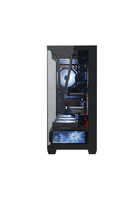 Корпус ALmordor QX25A LCD Black, без БЖ, для ATX/MicroATX/Mini ITX, 1xUSB-С, 2xUSB-A 3.0, макс. CPU - 160 мм / VGA - 410 мм / PSU - 180 мм, скляні ліва та лицева панелі, LCD-екран 6.2" (ALQX25ABK_LCD)