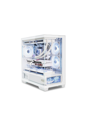 Корпус ALmordor QX25M LCD White, без БЖ, для MicroATX/Mini ITX, 1xUSB-С, 2xUSB-A 3.0, макс. CPU - 160 мм / VGA - 410 мм / PSU - 180 мм, скляні ліва та лицева панелі, LCD-екран 6.2" (ALQX25MWH_LCD)