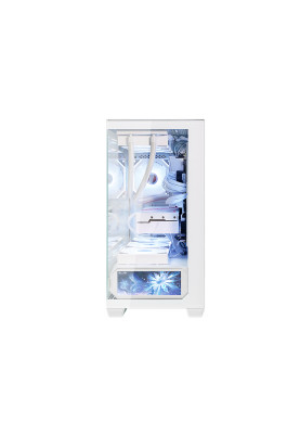 Корпус ALmordor QX25M LCD White, без БЖ, для MicroATX/Mini ITX, 1xUSB-С, 2xUSB-A 3.0, макс. CPU - 160 мм / VGA - 410 мм / PSU - 180 мм, скляні ліва та лицева панелі, LCD-екран 6.2" (ALQX25MWH_LCD)