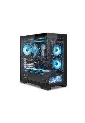 Корпус ALmordor QX25M LCD Black, без БЖ, для MicroATX/Mini ITX, 1xUSB-С, 2xUSB-A 3.0, макс. CPU - 160 мм / VGA - 410 мм / PSU - 180 мм, скляні ліва та лицева панелі, LCD-екран 6.2" (ALQX25MBK_LCD)