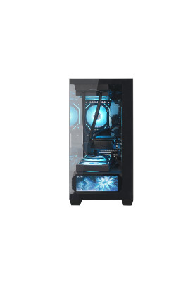 Корпус ALmordor QX25M LCD Black, без БЖ, для MicroATX/Mini ITX, 1xUSB-С, 2xUSB-A 3.0, макс. CPU - 160 мм / VGA - 410 мм / PSU - 180 мм, скляні ліва та лицева панелі, LCD-екран 6.2" (ALQX25MBK_LCD)