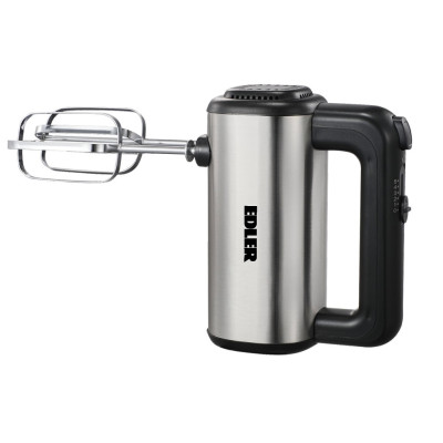 Міксер Edler EDHM-6667, Inox/Black, 250W, 5 швидкостей, 2 вінчика, 2 гачки, копус з нерж сталі