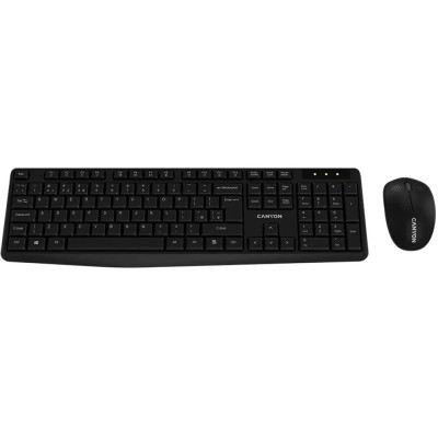 Комплект бездротовий Canyon SET-W01, Black, USB 2.4GHz, клавіатура (105 кнопок, 1xAAA) + миша (оптична, 3 кнопки, 1200 dpi, 1xAA) (CNE-HSETW01)