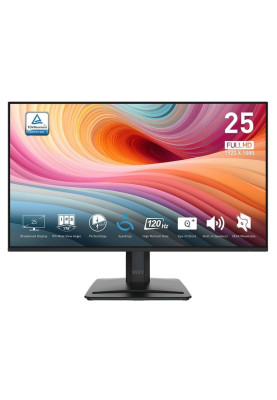 Монітор 24.5" MSI PRO MP251L E2, Black, WLED, IPS, 1920x1080 (16:9), 1 мс, 120 Гц, 250 кд/м², 1500:1, 178°/178°, VGA/HDMI, 2x2 Вт, VESA 100x100 мм, Adaptive Sync