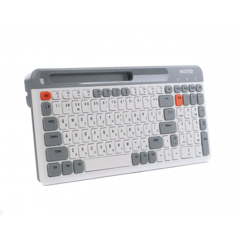 Клавіатура бездротова Maxxter KBW-02G-UA, White/Grey, USB 2.4GHz