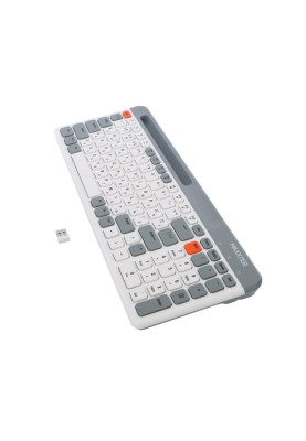 Клавіатура бездротова Maxxter KBW-02G-UA, White/Grey, USB 2.4GHz