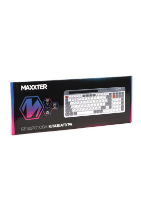 Клавіатура бездротова Maxxter KBW-02G-UA, White/Grey, USB 2.4GHz