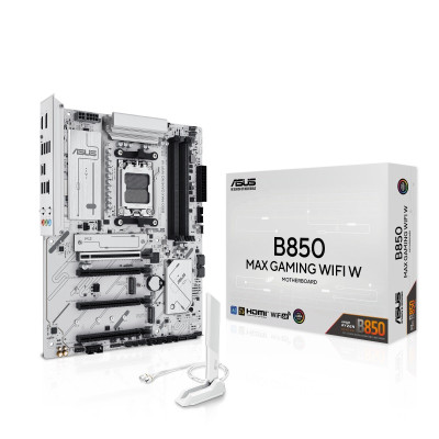 Материнська плата AM5 Asus B850 MAX GAMING WIFI W, B850, 4xDDR5, Int.Video (CPU), 4xSATA3, 3xM.2, 1xPCI-E 5.0 x16, 1xPCI-E 4.0 x16, 2xPCI-E 4.0 x1, Realtek 7.1, Realtek 2.5Gb, WiFi 6E, Bluetooth 5.3, 8xUSB 3.2 / 8xUSB 2.0, HDMI/DP, ATX
