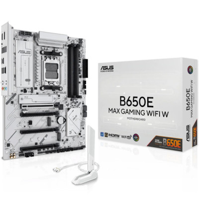 Материнська плата AM5 Asus B650E MAX GAMING WIFI W, B650, 4xDDR5, Int.Video (CPU), 4xSATA3, 3xM.2, 1xPCI-E 5.0x16, 1xPCI-E 4.0x16, 2xPCI. 2.5Gb, WiFi 6E, Bluetooth 5.3, 8xUSB 3.2/8xUSB 2.0, HDMI/DP, ATX