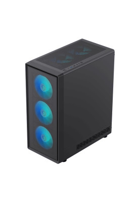 Корпус GameMax Storm 2 AB, Black, без БЖ, Midi Tower, ATX / Micro ATX / Mini-ITX, 1xType-C / 1xUSB 3.0 / 1xUSB 2.0, макс. CPU - 155 мм / VGA - 330 мм, 6x120 мм Blue LED, бічна панель із загартованого скла, хаб Fan x6