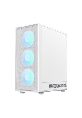 Корпус GameMax Storm 2 AW, White, без БЖ, Midi Tower, ATX / Micro ATX / Mini-ITX, 1xType-C / 1xUSB 3.0 / 1xUSB 2.0, макс. CPU - 155 мм / VGA - 330 мм, 6x120 мм Blue LED, бічна панель із загартованого скла, хаб Fan x6