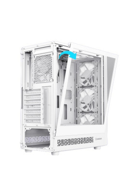 Корпус GameMax Storm 2 AW, White, без БЖ, Midi Tower, ATX / Micro ATX / Mini-ITX, 1xType-C / 1xUSB 3.0 / 1xUSB 2.0, макс. CPU - 155 мм / VGA - 330 мм, 6x120 мм Blue LED, бічна панель із загартованого скла, хаб Fan x6