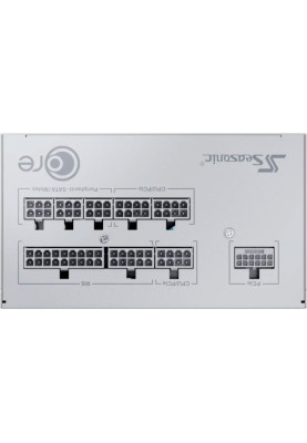 Блок живлення 850 Вт, Seasonic Core GX ATX 3.1, White, модульний, 80+ Gold, Active PFC, 12 см HDB, 3xMolex / 6xSATA / 1x16-pin / 3x6+2-pin / 2x4+4-pin / 20+4-pin, защита OCP/OPP/OTP/OVP/SCP/UVP (CORE GX-850-ATX3 WHITE)