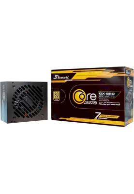 Блок живлення 850 Вт, Seasonic Core GX ATX 3.1, Black, модульний, 80+ Gold, Active PFC, 12 см HDB, 3xMolex / 6xSATA / 1x16-pin / 3x6+2-pin / 2x4+4-pin / 20+4-pin, защита OCP/OPP/OTP/OVP/SCP/UVP (CORE GX-850-ATX3)