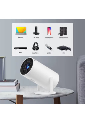 Проектор Magcubic HY300 Pro, White, LED, WiFi 6 / Bluetooth 5.0, 1280x720, 260 Лм, 5 Вт, Allwinner H713 (4 ядра), Android 11