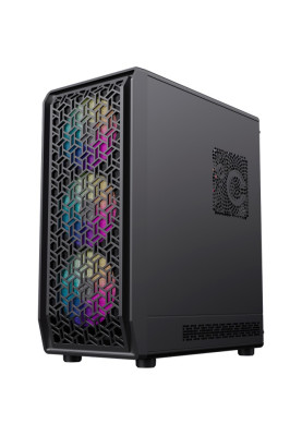 Корпус GameMax Forge COC, Black, без БП, Midi Tower, Micro ATX / Mini ITX, Type-C / USB 3.0 / USB 2.0, макс. CPU - 155 мм / VGA - 330 мм, 4x120 мм ARGB, 1xCOC Turbo Fan, бічна панель із загартованого скла