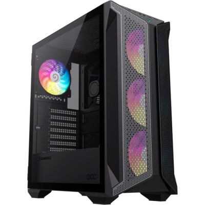 Корпус GameMax Brufen COC, Black, Midi Tower, без БП, для E-ATX / ATX / Micro ATX / Mini ITX, 1xUSB-С, 2xUSB 3.0, 4x120 мм ARGB Fan, 1xCOC Turbo Fan, бічна панель із загартованого скла