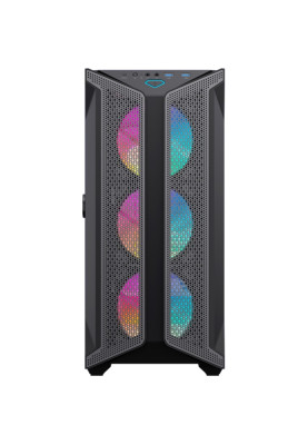 Корпус GameMax Brufen COC, Black, Midi Tower, без БП, для E-ATX / ATX / Micro ATX / Mini ITX, 1xUSB-С, 2xUSB 3.0, 4x120 мм ARGB Fan, 1xCOC Turbo Fan, бічна панель із загартованого скла