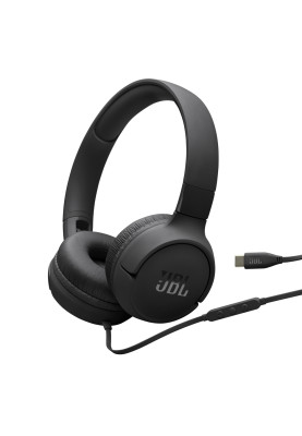 Навушники JBL Tune 520C, Black, USB-C, мікрофон, однокнопковий пульт керування, технологія "Pure Bass", складний дизайн, підтримка Siri та Google Now (JBLT520CBLK)