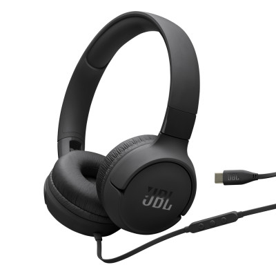 Навушники JBL Tune 520C, Black, USB-C, мікрофон, однокнопковий пульт керування, технологія "Pure Bass", складний дизайн, підтримка Siri та Google Now (JBLT520CBLK)