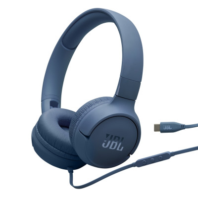 Навушники JBL Tune 520C, Blue, USB-C, мікрофон, однокнопковий пульт керування, технологія "Pure Bass", складний дизайн, підтримка Siri та Google Now (JBLT520CBLU)
