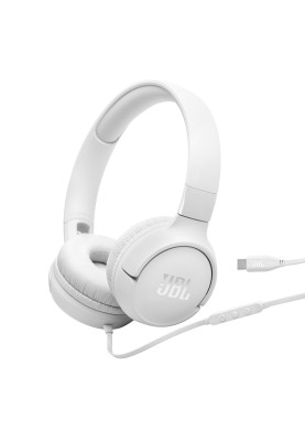 Навушники JBL Tune 520C, White, USB-C, мікрофон, однокнопковий пульт керування, технологія "Pure Bass", складний дизайн, підтримка Siri та Google Now (JBLT520CWHT)