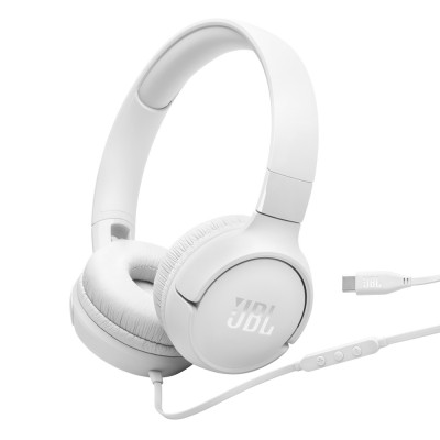 Навушники JBL Tune 520C, White, USB-C, мікрофон, однокнопковий пульт керування, технологія "Pure Bass", складний дизайн, підтримка Siri та Google Now (JBLT520CWHT)