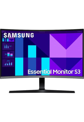 Монітор вигнутий 27" Samsung Essential S3, Black, WLED, VA, 1920x1080 (16:9), 4 мс, 100 Гц, 250 кд/м², 4000:1, 1800R, 178°/178°, VGA/HDMI, VESA 75x75 мм (LS27D390GAIXCI)