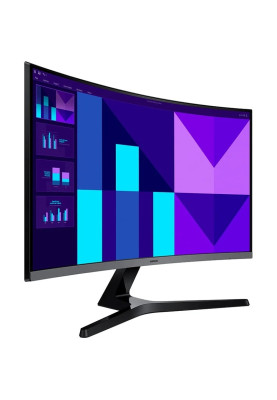 Монітор вигнутий 27" Samsung Essential S3, Black, WLED, VA, 1920x1080 (16:9), 4 мс, 100 Гц, 250 кд/м², 4000:1, 1800R, 178°/178°, VGA/HDMI, VESA 75x75 мм (LS27D390GAIXCI)