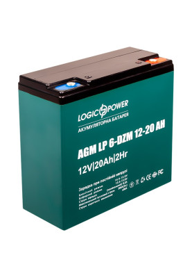 Акумуляторна батарея LogicPower 6-DZM-12-20, 12V, 20 A·год, AGM, T6, 181x77x170 мм, 6.5 кг (5438)