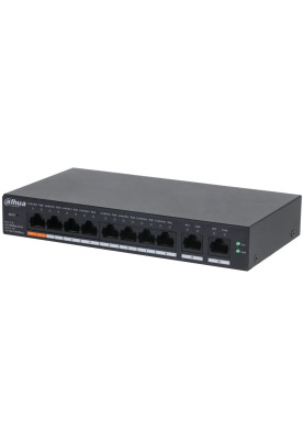 PoE комутатор Dahua DH-CS4010-8ET-60, 8х10/100/1000 PoE, 2х1000 RJ45 (Uplink), Black