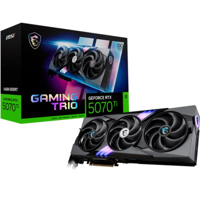 Відеокарта GeForce RTX 5070 Ti, MSI, GAMING TRIO OC, 16Gb GDDR7, 256-bit, HDMI/3xDP, 2580/28000 MHz, 16-pin (G507T-16GTC)