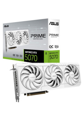 Відеокарта GeForce RTX 5070, ASUS, PRIME OC (White Edition), 12Gb GDDR7, 192-bit, HDMI/3xDP, 2587/28000 MHz, 16-pin (PRIME-RTX5070-O12G-WHITE)