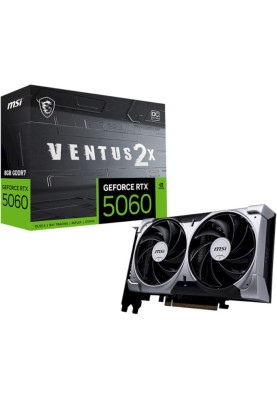 Відеокарта GeForce RTX 5060, MSI, VENTUS 2X OC, 8Gb GDDR7, 128-bit, HDMI/3xDP, 2535/28000 MHz, 8-pin (G5060-8V2C)