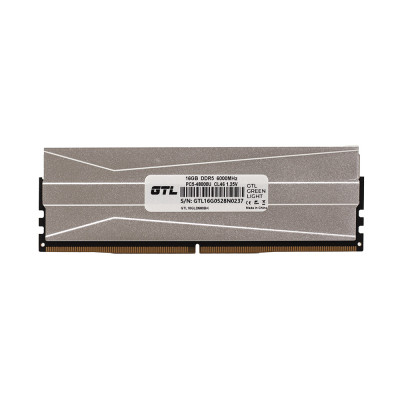 Пам'ять 16Gb DDR5, 6000 MHz, GTL Green Light, Silver, 46-46-46, 1.25V, з радіатором, XMP (GTL16GLD560BK)
