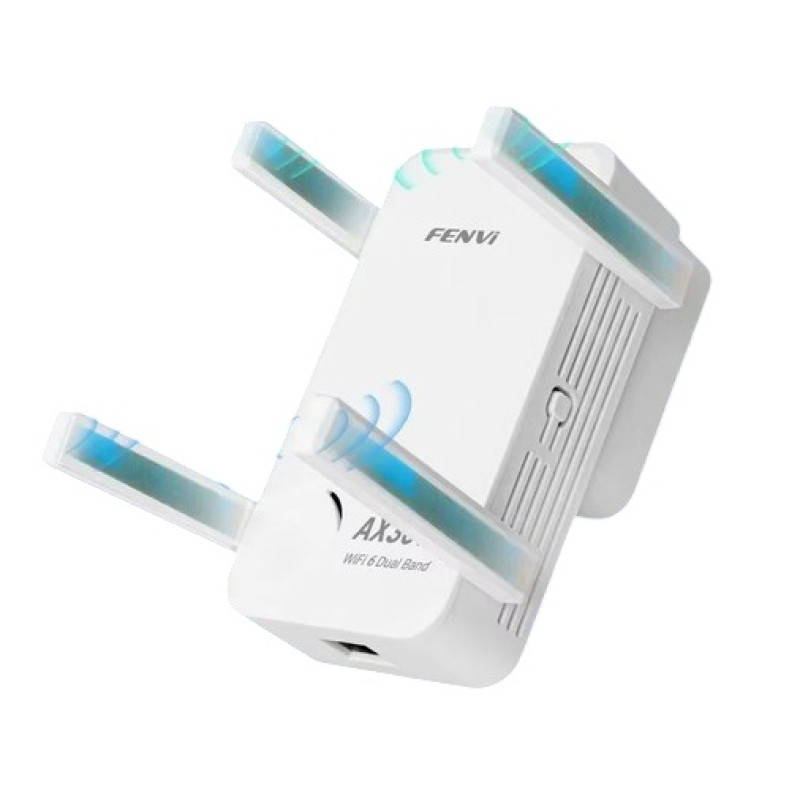 Wi-Fi повторювач Fenvi F-AX3000R, White, WiFi 6, 2.4GHz (до 573 Мбіт/с) / 5GHz (до 2400 Мбіт/с), 1xGLan, 4 зовнішні антени