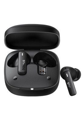 Навушники бездротові Baseus Bowie E19 TWS, Cluster Black, Bluetooth 5.3, мікрофон (ENC), динаміки 12 мм, кейс, 35 mAh / 500 mAh, Type-C, IPX5