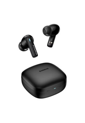 Навушники бездротові Baseus Bowie E19 TWS, Cluster Black, Bluetooth 5.3, мікрофон (ENC), динаміки 12 мм, кейс, 35 mAh / 500 mAh, Type-C, IPX5