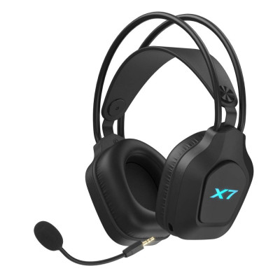 Навушники бездротові A4Tech XR-200, Black, Bluetooth 5.3 / USB 2.4GHz / 3.5 мм, мікрофон з шумозаглушенням, динаміки 50 мм, RGB підсвічування логотипу, 16 Ом, 105 дБ, акумулятор 1050 mAh