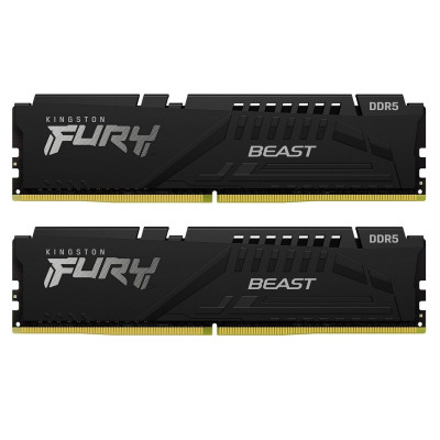 Пам'ять 32Gb x 2 (64Gb Kit) DDR5, 6000 MHz, Kingston Fury Beast, Black, 36-44-44, 1.35V, з радіатором, EXPO (KF560C36BBE2K2-64)