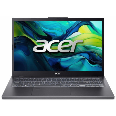 Ноутбук 15" Acer Aspire 15 A15-61M-R9U9 Steel Gray 15.6" (1920x1080, IPS, 60Hz), AMD Ryzen 5 8640HS (6x3.5-4.9 GHz), 16Gb DDR5, 512Gb SSD, AMD Radeon, WiFi 6E, BT 5.3, Web, 2xType-C/2xUSB 3.2, HDMI, 53 Wh, Linux (NX.JDHEU.003)