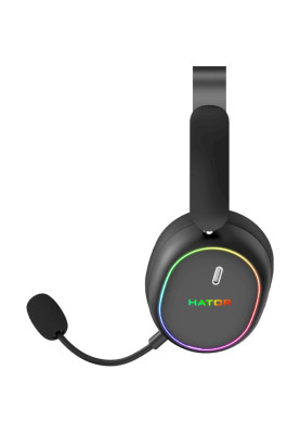 Навушники бездротові Hator Phoenix 2 Wireless, Black, Bluetooth 5.4 / USB 2.4GHz / Type-C, мікрофон (ENC), динаміки 40 мм з неодимовим магнітом, Hybrid ANC, RGB підсвічування, Hi-Res / LDAC, SyncHUB, 16 Ом, 115 дБ, акумулятор 850 mAh, кейс (ESH40)