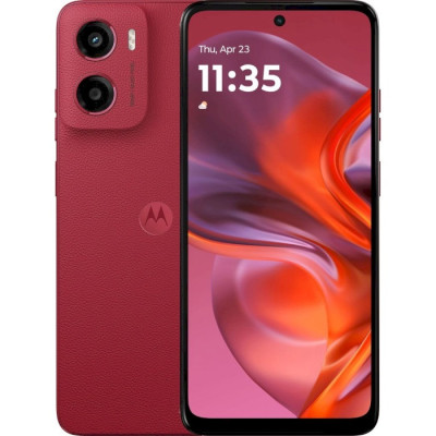 Смартфон Motorola G05, Plum Red, 6.67" (1612х720, 90 Гц, LCD), MediaTek Helio G81 (8 ядер), Mali-G52 MC2, RAM 4GB, ROM 128GB, MicroSD (до 1 ТБ), WiFi, Bluetooth 5.4, 50Mp + 8Mp, 5200 mAh, Android 15 (PB6L0035UA)