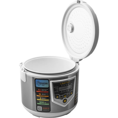 Мультиварка Liberton LMC-3111, White/Silver, 900W, 5л, керування електронне, 16 програма, підтримка температури, таймер, керамічне покриття чаші
