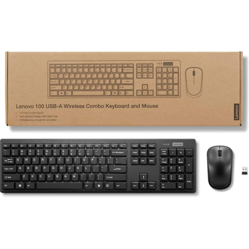 Комплект бездротовий Lenovo 100 Combo, Black, USB 2.4GHz (GX31Q28916)