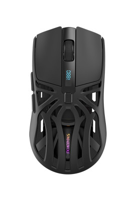 Миша бездротова SMAILWOLF RS8, Black, Bluetooth 5.1 / USB 2.4GHz / Type-C, оптична (сенсор E-Sports), 1200 - 10 000 dpi, RGB підсвічування, 6 кнопок, цифровий LCD екран