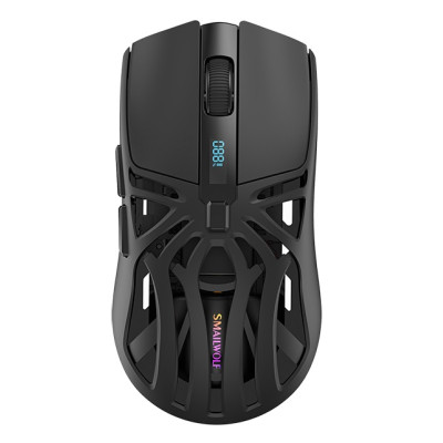 Миша бездротова SMAILWOLF RS8, Black, Bluetooth 5.1 / USB 2.4GHz / Type-C, оптична (сенсор E-Sports), 1200 - 10 000 dpi, RGB підсвічування, 6 кнопок, цифровий LCD екран
